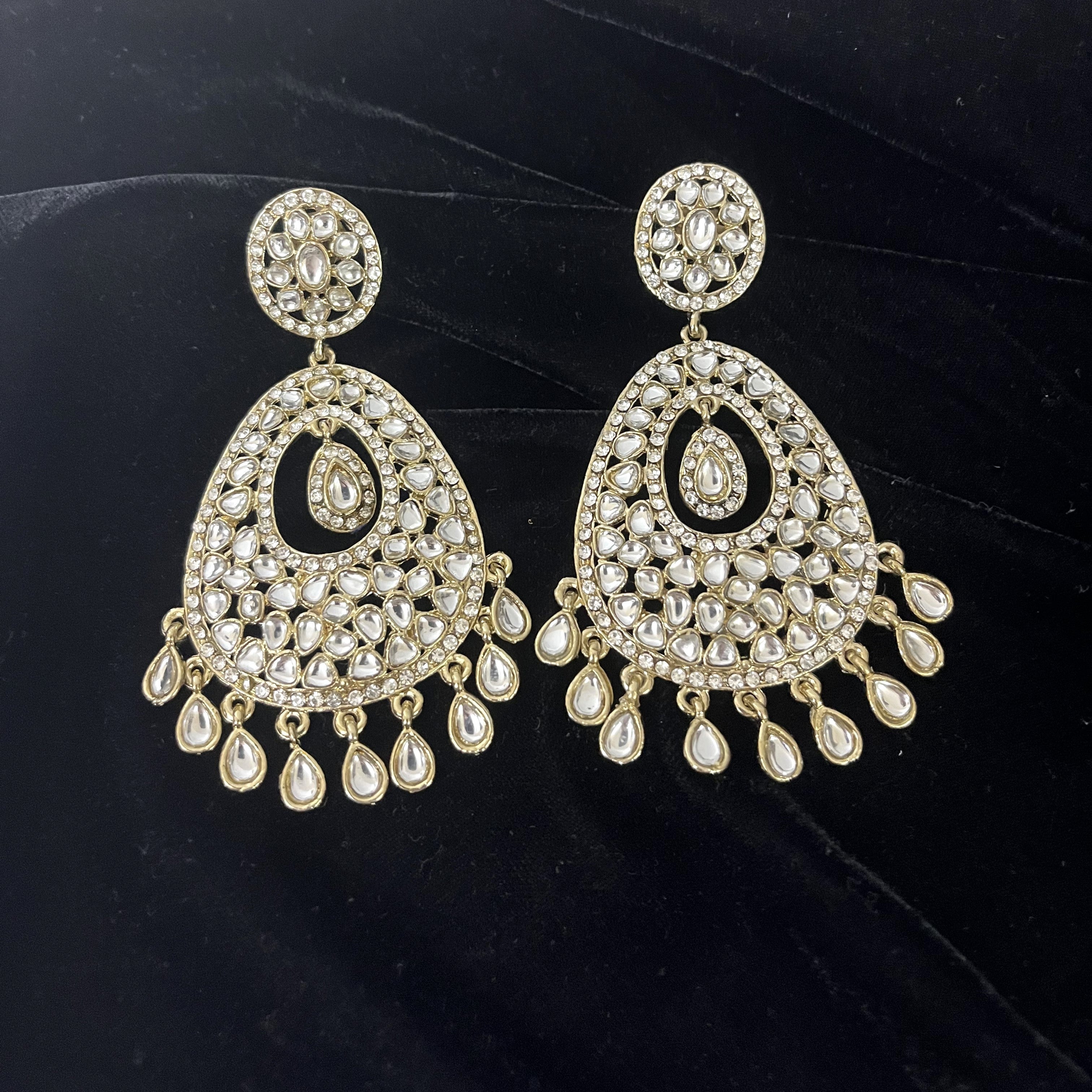 Golden Polki Long Earrings