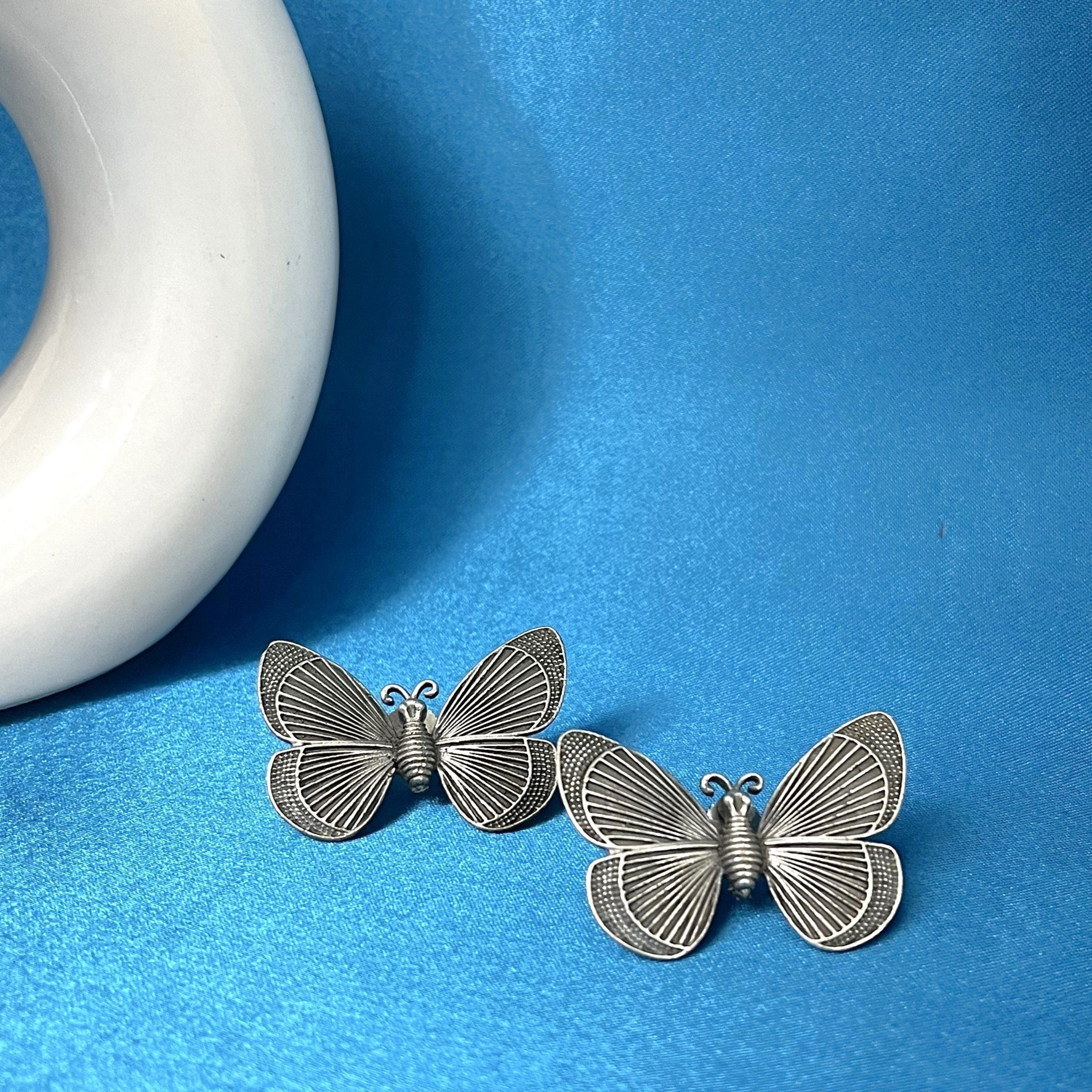 Butterfly Silver Plated Stud Earrings